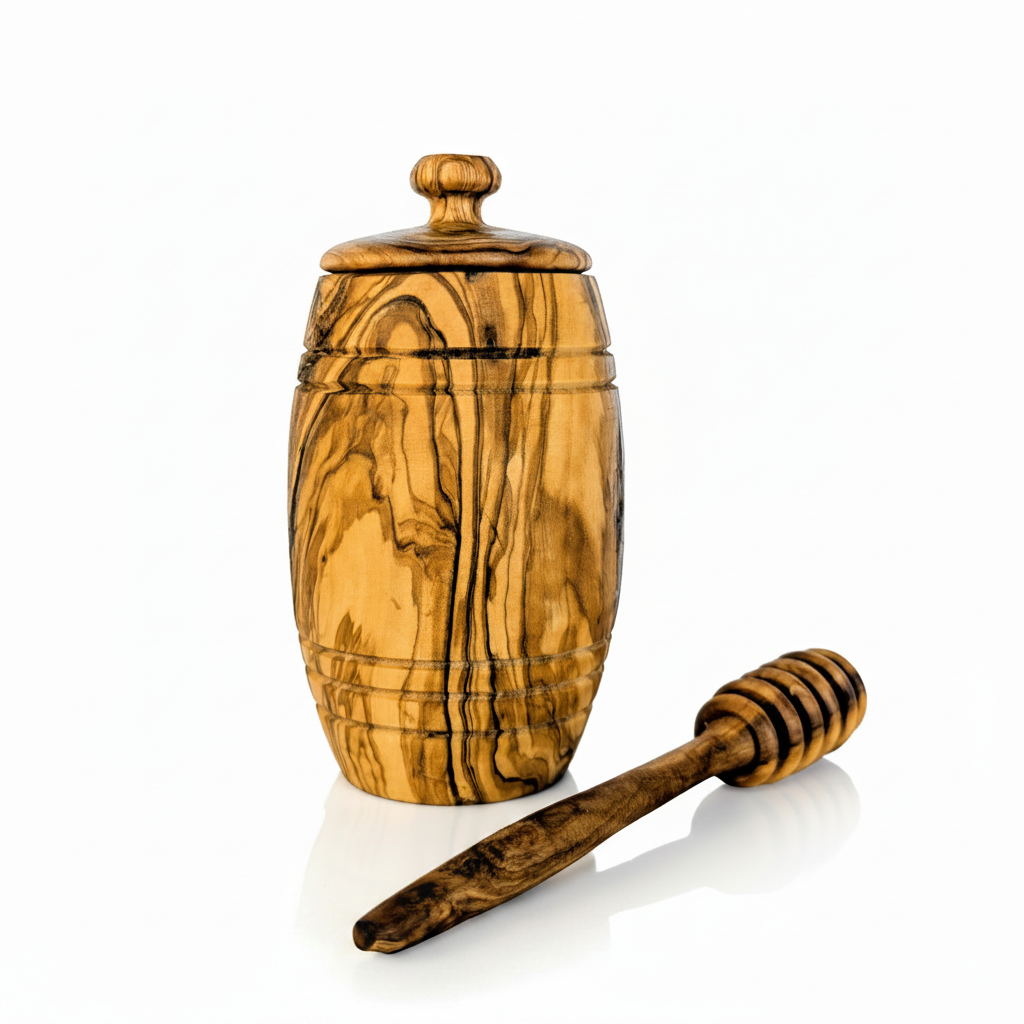 Olive Wood Honey Pot 1:1
