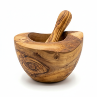 Olive Wood Rustic Mortar and Pestle view 1