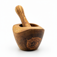 Olive Wood Rustic Mortar and Pestle view 2