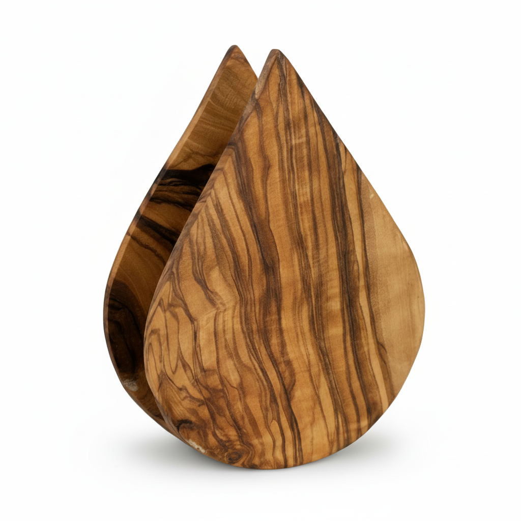 Olive Wood Napkin Holder Pure White Background
